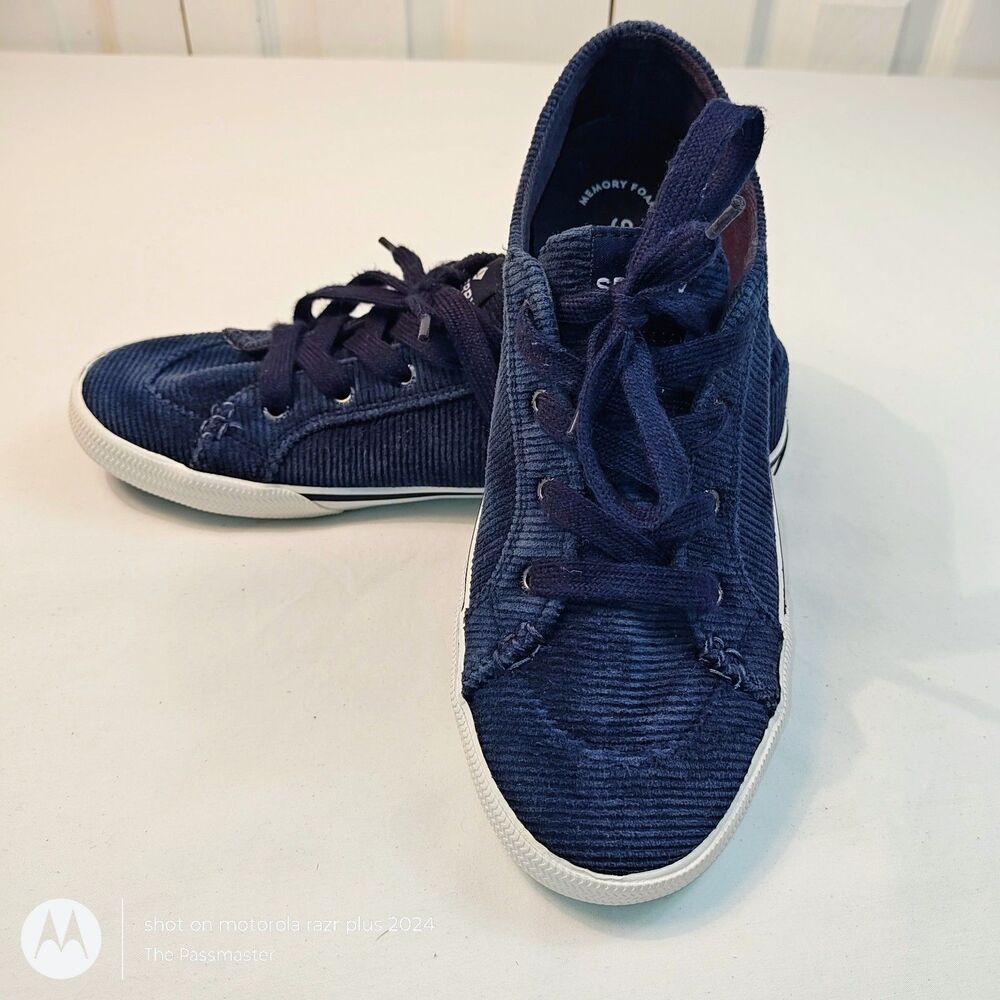 Women's SPERRY Top-Sider Lounge LTT Corduroy Navy Sneakers US Size 8